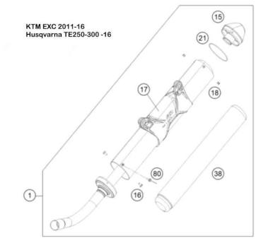 ENDDÄMPFER 250-300 EXC TE 2011-16